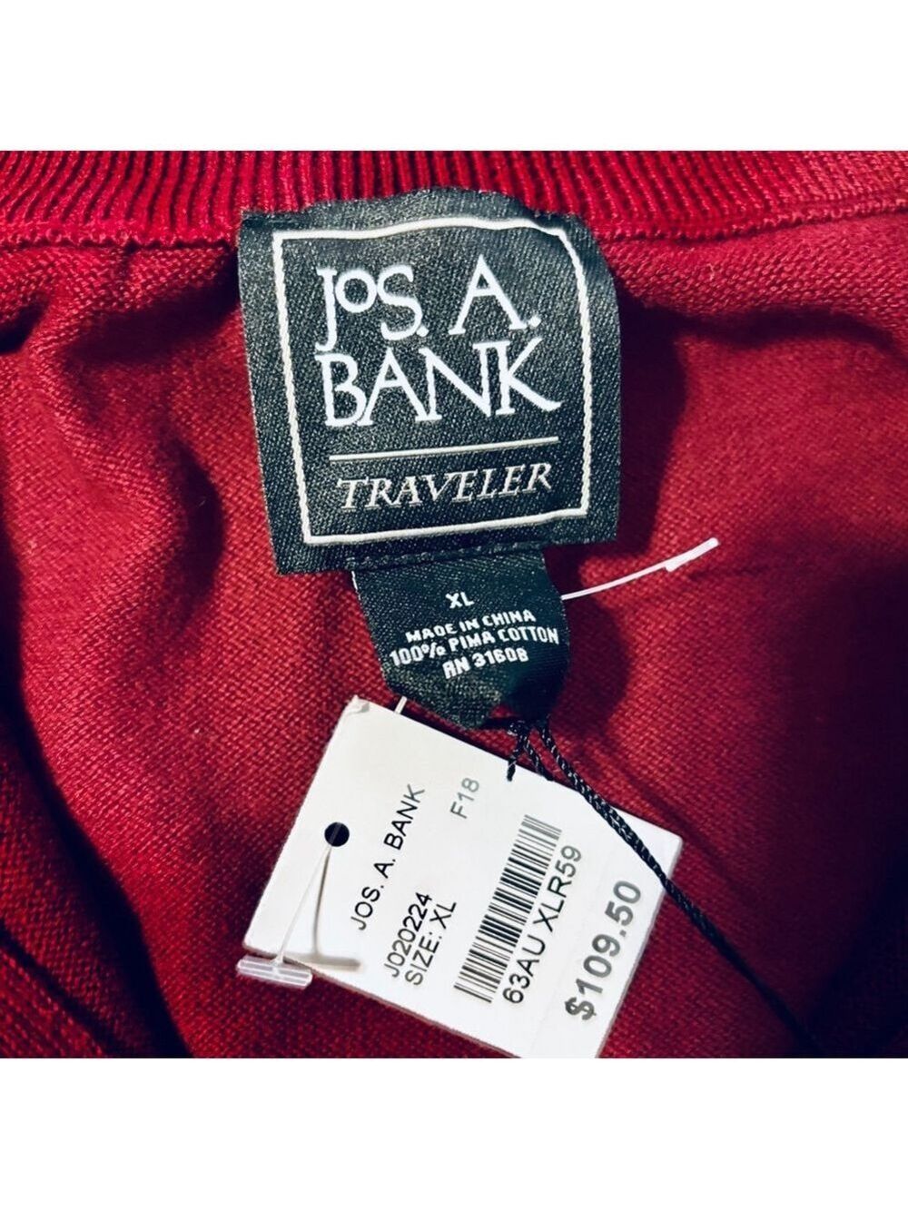 Jos. A. Bank Men's Burgundy Traveler Pima Cotton Sweater NEW WITH TAGS - Picture 9 of 11